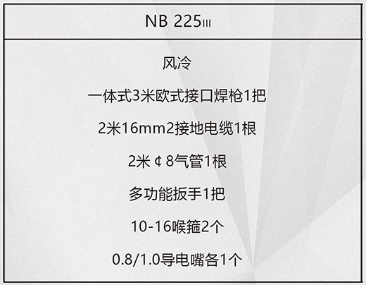多特蒙德中文NB 225ııı气保焊机标配附件